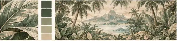 Détails de feuillages, nuances colorées et décor panoramique final