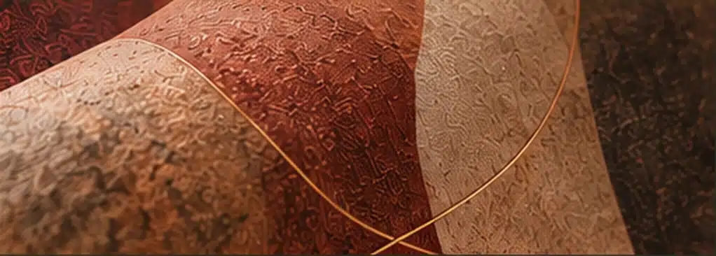 Détail du décor abstrait, texture minérale et ligne dorée