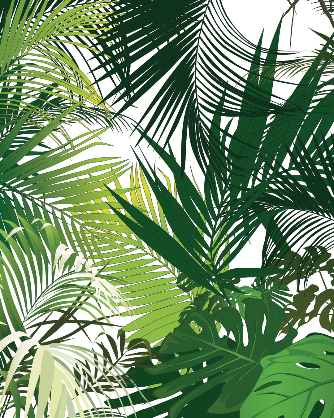 Papier peint sur mesure LGD01 style jungle tropical palmier