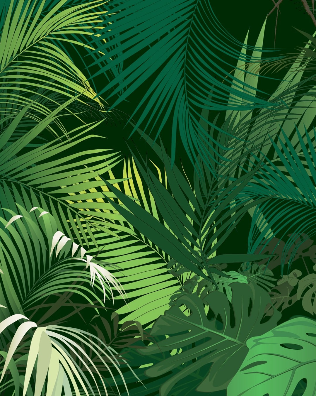 Papier peint sur mesure LGD01 style jungle tropical palmier