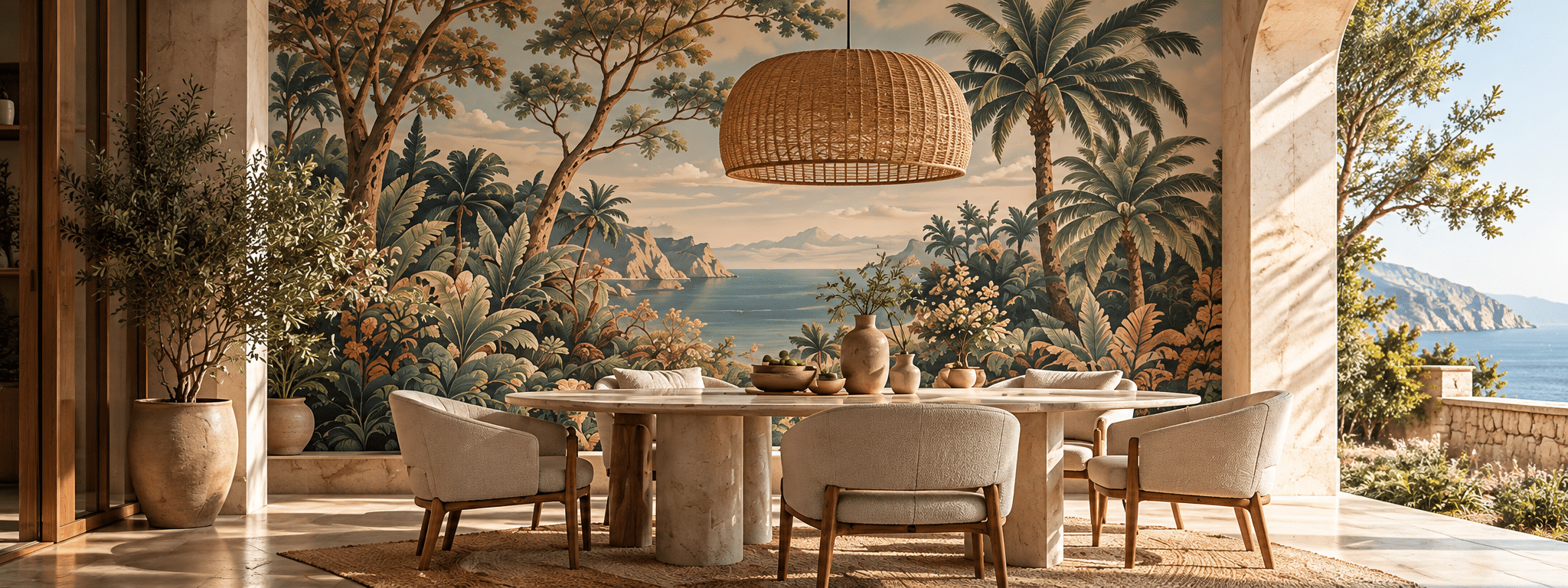 Décor panoramique dans un intérieur contemporain