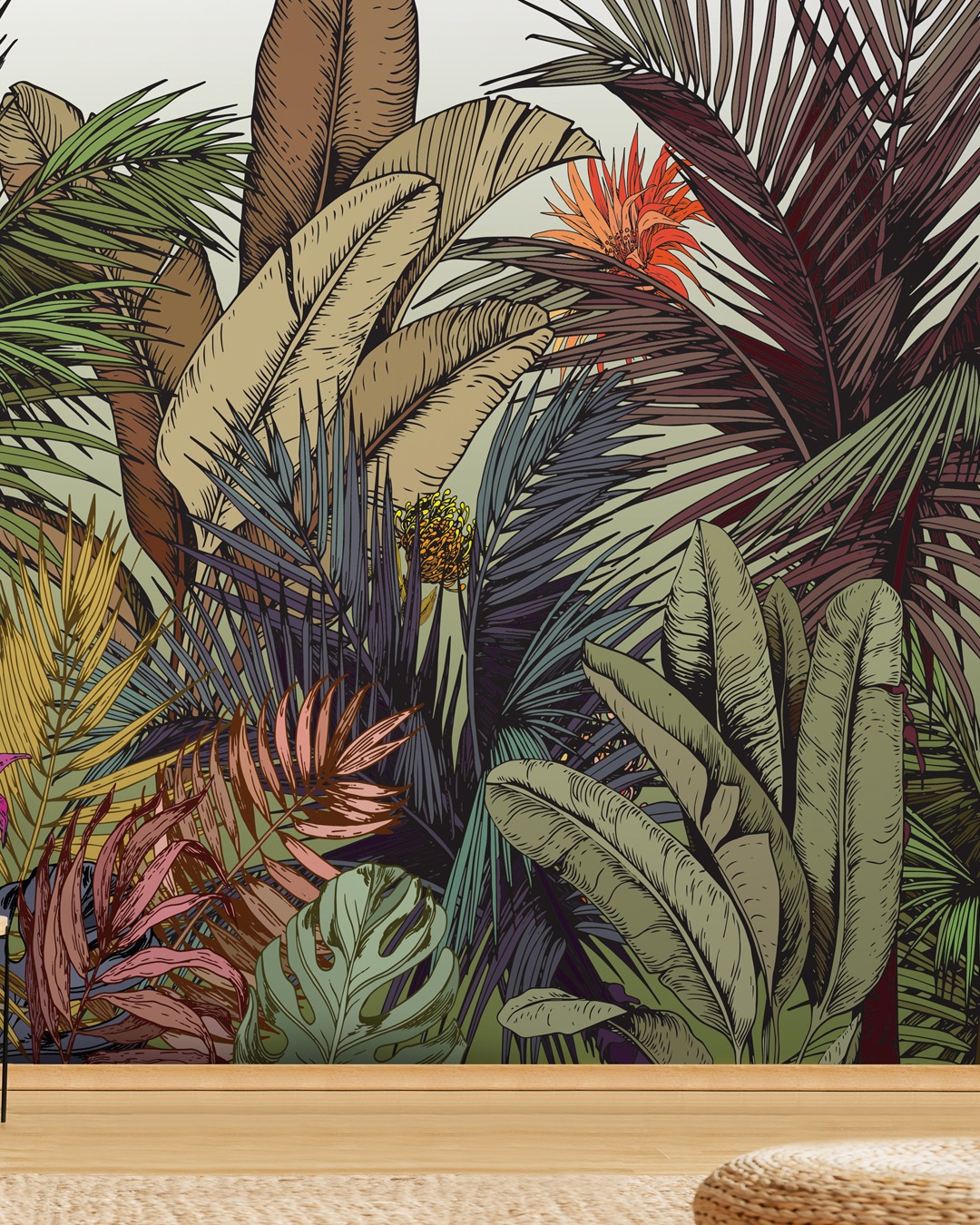 Papier peint sur mesure LGD01 style jungle exotique palmier