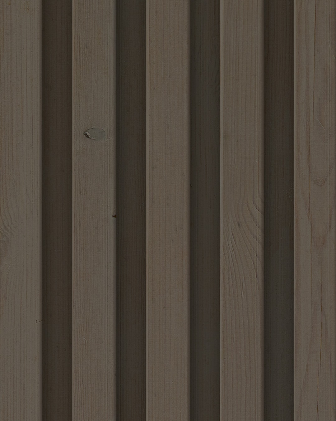 Papier peint sur mesure trompe l'œil effet claustras bois style lasuré gris foncé