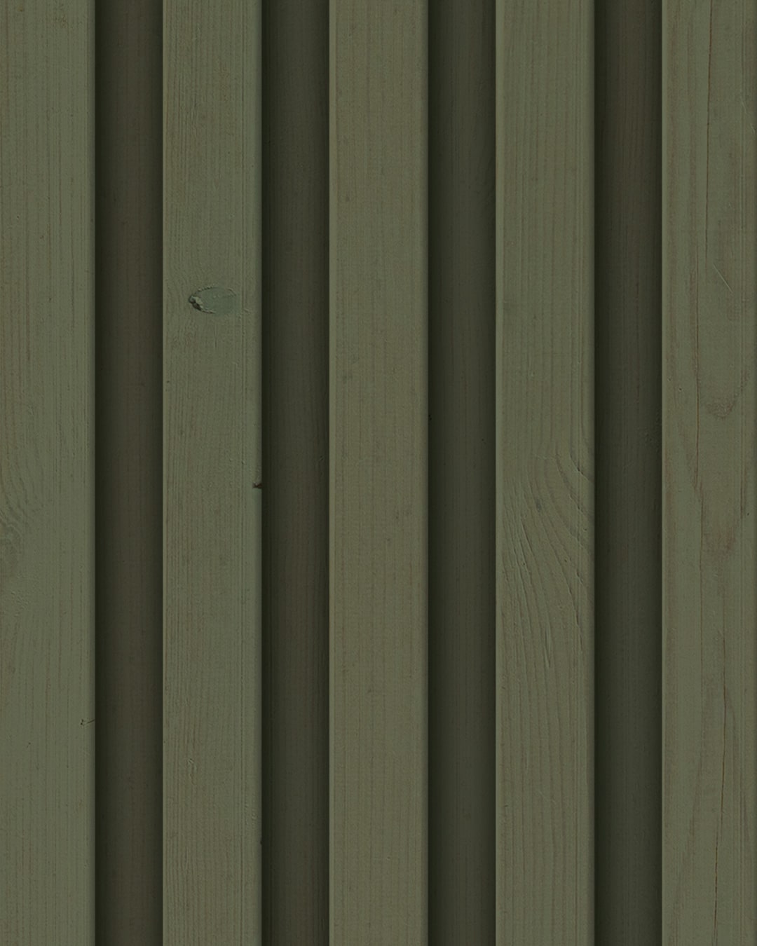 Papier peint sur mesure trompe l'œil effet claustras bois style lasuré Vert