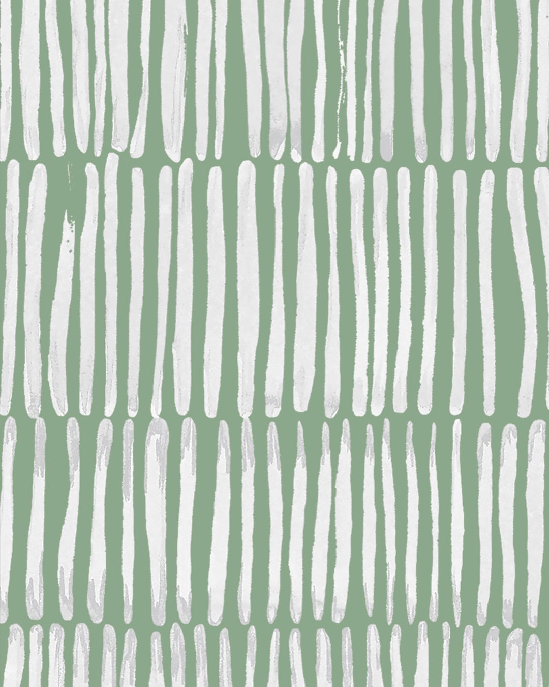Papier peint panoramique contemporain ethnique Vert lichen-Blanc
