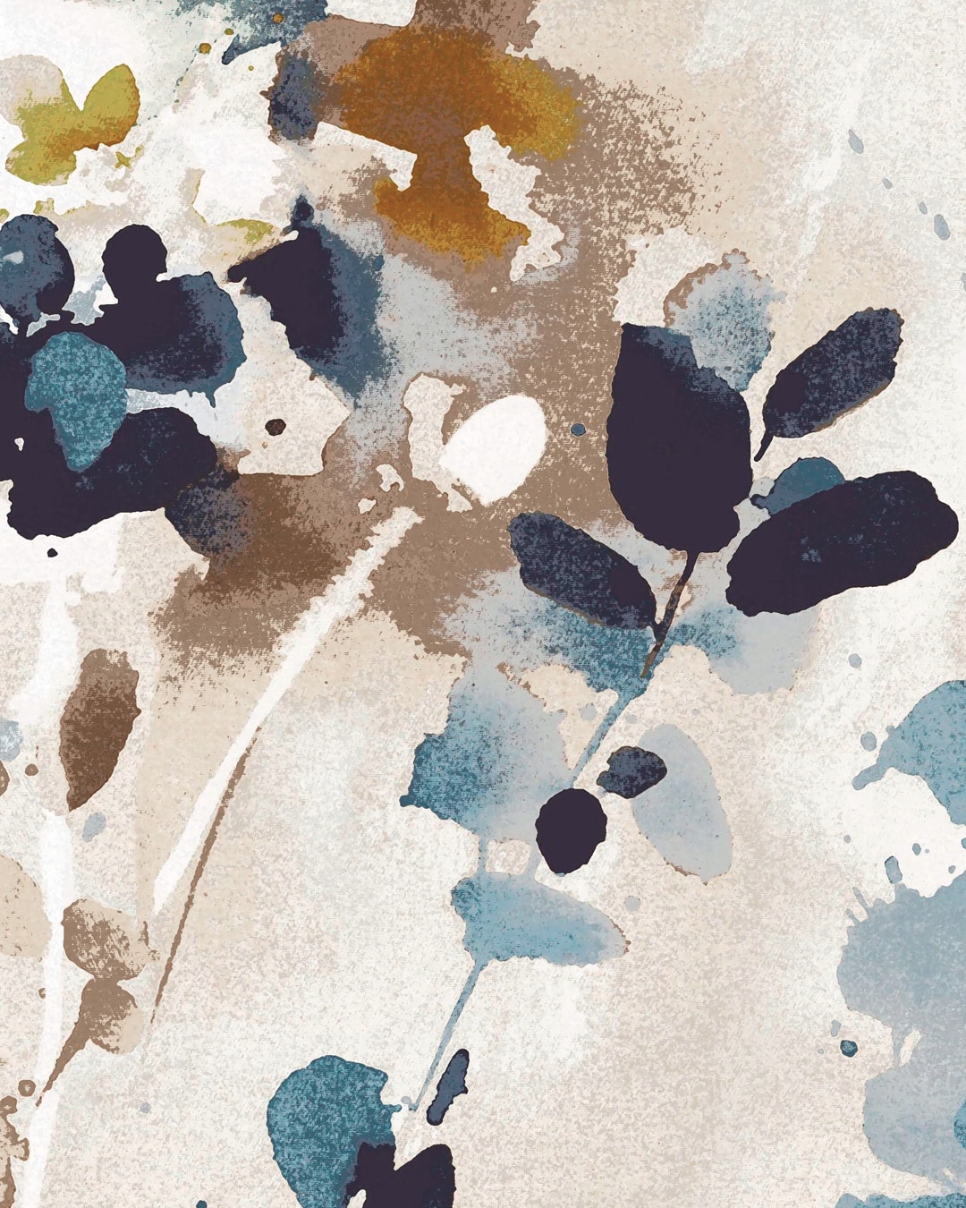 Papier peint sur mesure nature végétal Bleu beige brun
