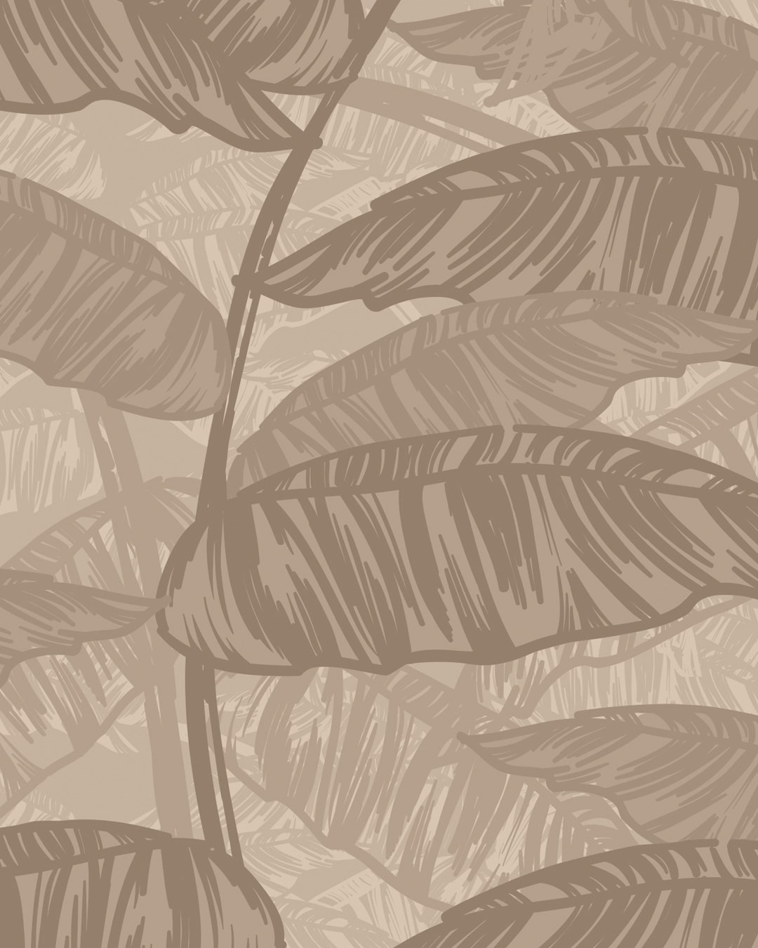Papier peint panoramique Végétal feuillage Brun Terre