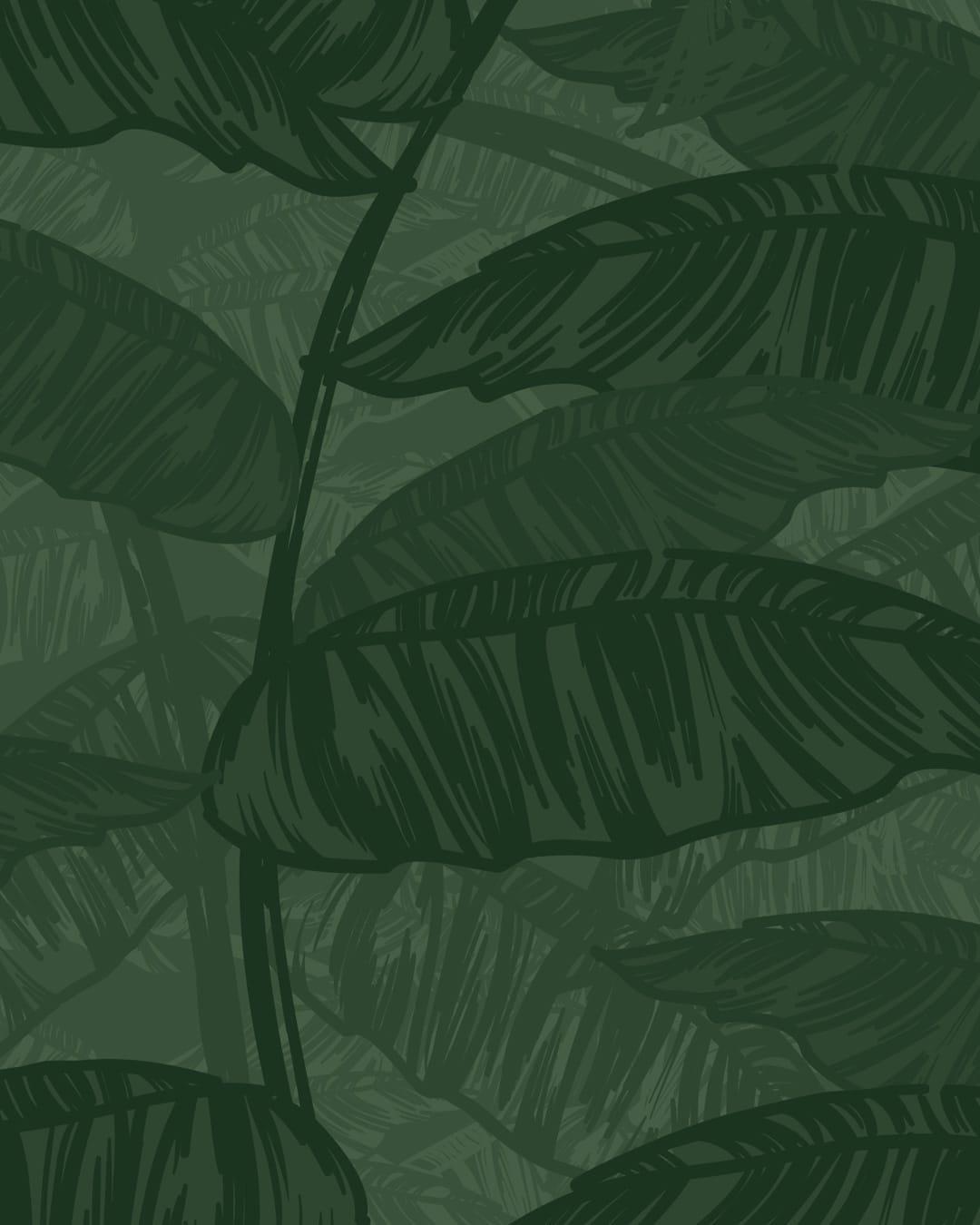 Papier peint panoramique Végétal feuillage Vert sapin-Vert Foncé