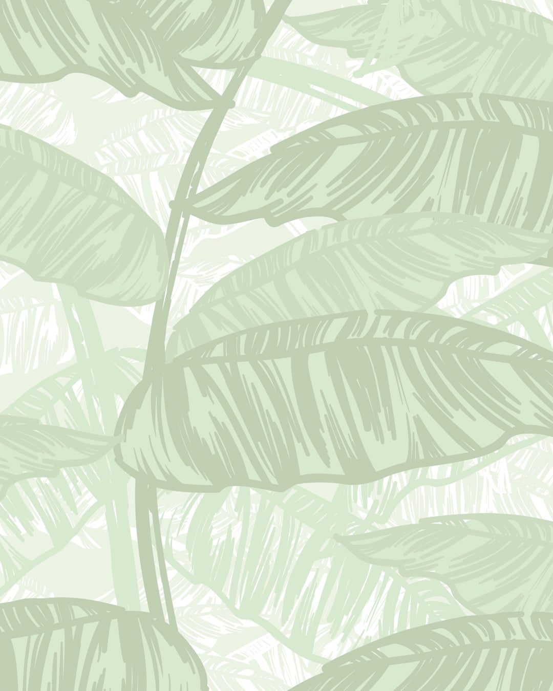 Papier peint panoramique Végétal feuillage Vert d'eau
